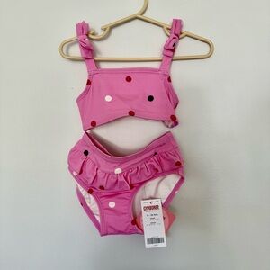 Gymboree Pink and Red Polka Dot Swimsuit